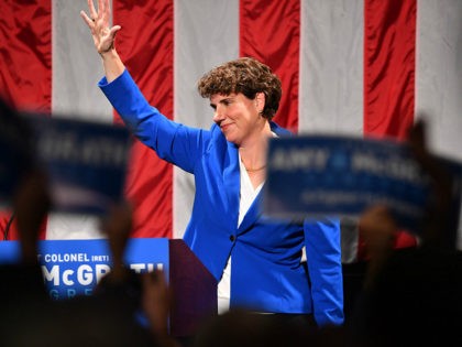 RICHMOND, KENTUCKY - NOVEMBER 06: Amy McGrath address supporters after her loss during her