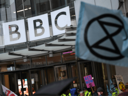 Climate activists protest at the BBC offices during the fifth day of demonstrations by the