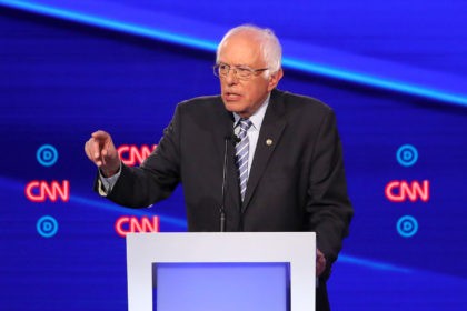 WESTERVILLE, OHIO - OCTOBER 15: Sen. Bernie Sanders (I-VT) speaks during the Democratic Pr