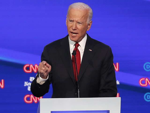 Democratic presidential candidate former Vice President Joe Biden speaks in a Democratic p