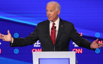 WESTERVILLE, OHIO - OCTOBER 15: Former Vice President Joe Biden speaks during the Democrat