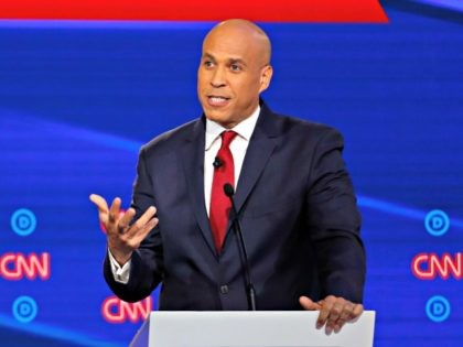 Democratic presidential candidate Sen. Cory Booker, D-N.J., speaks during a Democratic pre