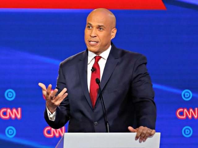 Democratic presidential candidate Sen. Cory Booker, D-N.J., speaks during a Democratic pre