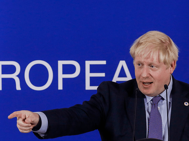 Britain's Prime Minister Boris Johnson addresses a press conference during an European Uni