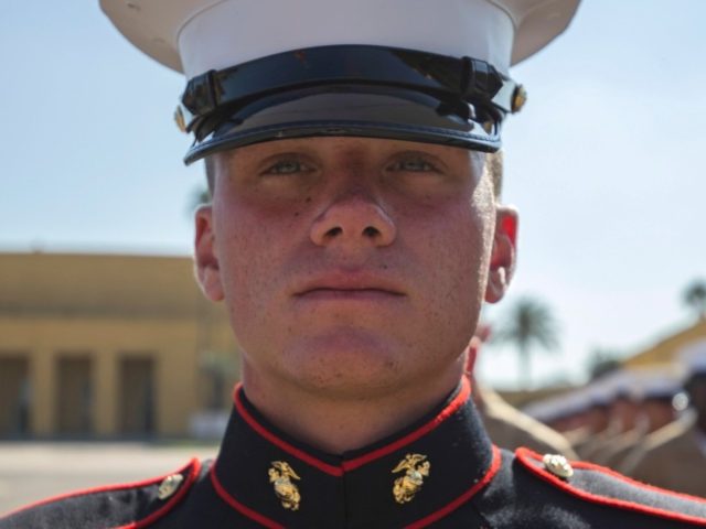 Pfc. Brendan M. Bialy, the 18-year-old guide of Platoon 2147, Golf Company, 2nd Recruit Tr