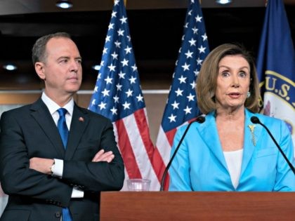 Speaker of the House Nancy Pelosi, D-Calif., is joined by House Intelligence Committee Chairman Adam Schiff, D-Calif., at a news conference as House Democrats move ahead in the impeachment inquiry of President Donald Trump, at the Capitol in Washington, Wednesday, Oct. 2, 2019. In an unusual show of anger today, …