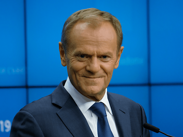 BRUSSELS, BELGIUM - OCTOBER 18: European Council President Donald Tusk speaks to the media at the conclusion of a two-day summit of European Union leaders on October 18, 2019 in Brussels, Belgium. The day before EU and UK negotiators announced an agreement on the United Kingdom's departure from the European …