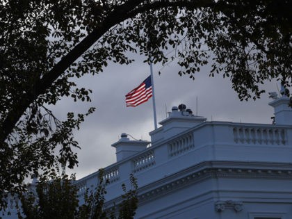 WASHINGTON, DC - OCTOBER 17: The American flag over the White House has been lowered following the death of Rep. Elijah Cummings, chairman of the House Oversight Committee, on October 17, 2019 in Washington, DC. Cummings, age 68, died early this morning. (Photo by Win McNamee/Getty Images)