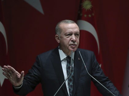 Turkey's President Recep Tayyip Erdogan speaks to his ruling party officials, in Ankara, Turkey, Thursday, Oct. 10, 2019. Erdogan says that there have been 109 "terrorists killed" — a reference to Syrian Kurdish fighters — since Ankara launched an offensive into Syria the previous day. Erdogan also warned the European …