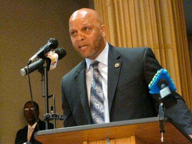 Democratic Atlantic City Mayor Frank Gilliam Jr. speaks at an event in Atlantic City N.J. on Tuesday April 23, 2019, at which state officials said New Jersey's takeover of Atlantic City will remain in place for the full five-year term envisioned by former Republican Gov. Chris Christie when it began …