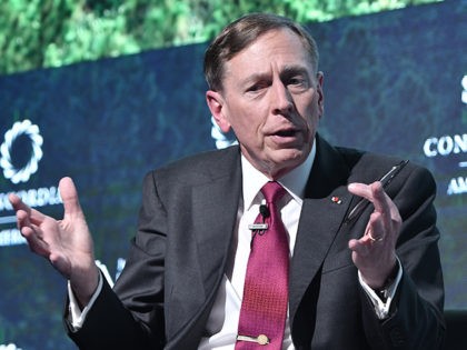 BOGOTA, COLOMBIA - JULY 17: Gen. (Ret.) David H Petraeus (L), Chairman of KKR Global Institute speaks during a conversation with Gustau Alegret (out the frame), Director US News, NTN24 as part of the 2018 Concordia Americas Summit day 2 at Agora Bogota Convention Center on July 17, 2018 in …