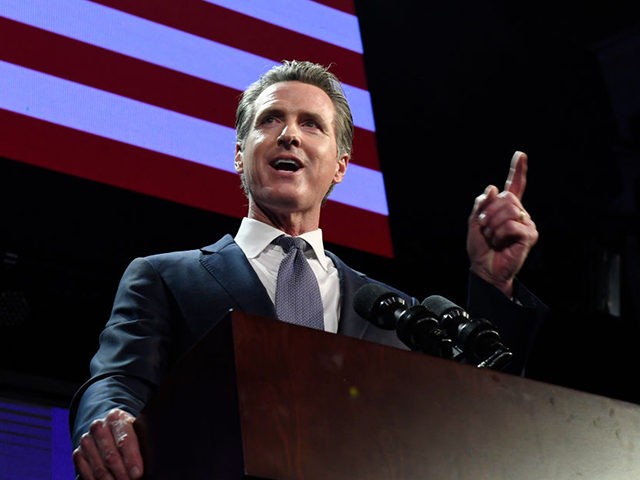 LOS ANGELES, CA - NOVEMBER 06: Democratic gubernatorial candidate Gavin Newsom speaks during election night event on November 6, 2018 in Los Angeles, California. Newsom defeated Republican Gubernatorial candidate John Cox. (Photo by Kevork Djansezian/Getty Images)