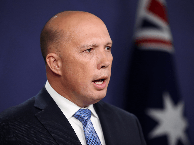 Home Affairs Peter Dutton speaks during a press conference on November 22, 2018 in Sydney, Australia. The Federal Government is considering changes to allow Australian-born extremists to be stripped of their citizenship if they are entitled to citizenship in another country. (Photo by Cameron Spencer/Getty Images)
