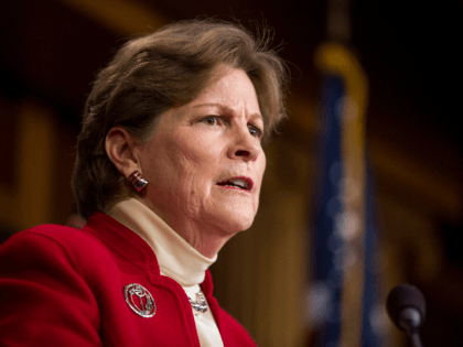 Sen. Jeanne Shaheen (D-NH) speaks during a news conference discussing discuss a resolution