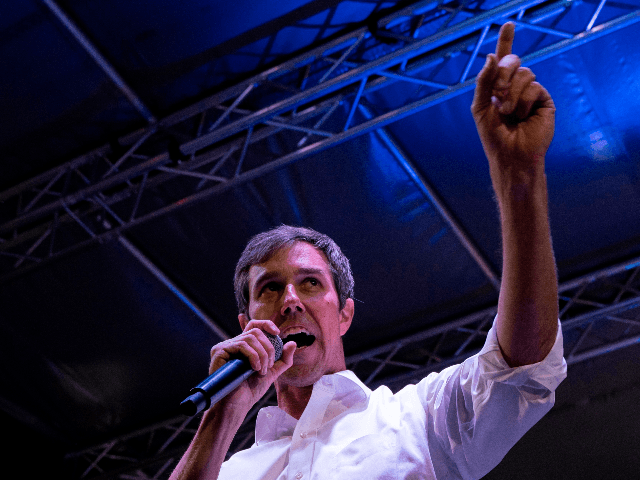 Former Texas Congressman Beto O'Rourke speaks to a crowd of supporters at Chalio Acosta Sp