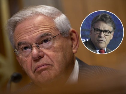 (INSET: Rick Perry) WASHINGTON, DC - JUNE 19: U.S. Sen. Bob Menendez (Democrat of New Jersey) questions Kelly Craft, President Trump's nominee to be Representative to the United Nations, at her nomination hearing before the Senate Foreign Relations Committee on June 19, 2019 in Washington, DC. Craft has faced extensive …