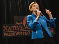 SIOUX CITY, IA - AUGUST 19: Democratic presidential candidate Sen. Elizabeth Warren (D-MA) answers questions from a panel member at the Frank LaMere Native American Presidential Forum on August 19, 2019 in Sioux City, Iowa. Warren was introduced by Rep. Deb Haaland (D-NM) who she has co-sponsored legislation with to …