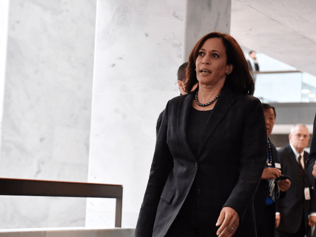 US Senator and 2020 presidential candidate Kamala Harris arrives for a closed hearing with