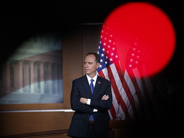 WASHINGTON, DC - OCTOBER 02: House Intelligence Committee Chairman Adam Schiff (D-CA) looks on during a weekly news conference held by House Speaker Nancy Pelosi (D-CA) on October 2, 2019, on Capitol Hill in Washington, DC. Pelosi and Schiff updated members of the media on the latest developments related to …