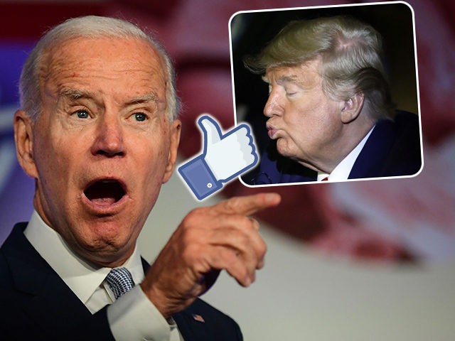 (INSETS: Donald Trump, Facebook 'Like' icon) Former US Vice President and Democratic presi