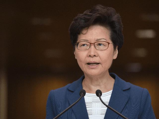 Hong Kong Chief Executive Carrie Lam takes part in her weekly press conference in Hong Kon