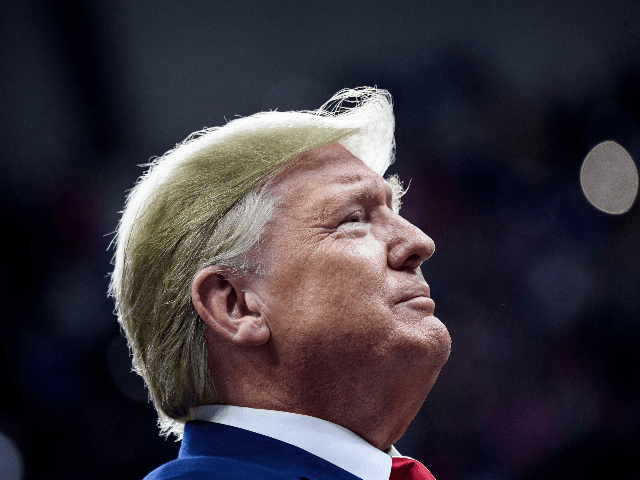 US President Donald Trump attends a "Keep America Great" rally at the Target Center in Minneapolis, Minnesota on October 10, 2019. (Photo by Brendan Smialowski / AFP) (Photo by BRENDAN SMIALOWSKI/AFP via Getty Images)