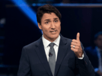 Canada's Prime Minister and Liberal leader Justin Trudeau speaks during the Federal leaders French language debate at the Canadian Museum of History in Gatineau, Quebec on October 10, 2019. (Photo by Adrian Wyld / POOL / AFP) (Photo by ADRIAN WYLD/POOL/AFP via Getty Images)