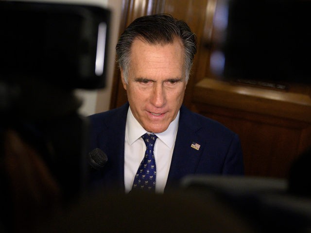 US Senator Mitt Romney (R-UT) speaks with reporters after a hearing on Capitol Hill in Washington, DC on October 22, 2019. (Photo by Andrew CABALLERO-REYNOLDS / AFP) (Photo by ANDREW CABALLERO-REYNOLDS/AFP via Getty Images)