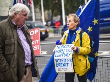 LONDON, ENGLAND - OCTOBER 23: Pro-EU protesters outside the Houses of Parliament on October 23, 2019 in London, England. MPs voted against the government rushing through their UK withdrawal bill last night, Tuesday. (Photo by Peter Summers/Getty Images)