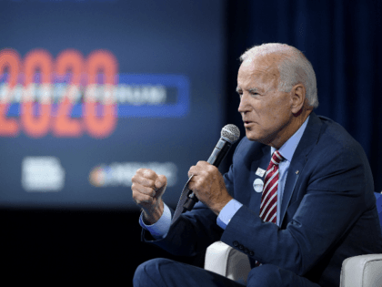 Democratic presidential candidate, former U.S Vice President Joe Biden speaks during the 2020 Gun Safety Forum hosted by gun control activist groups Giffords and March for Our Lives at Enclave on October 2, 2019 in Las Vegas, Nevada. Nine Democratic candidates are taking part in the forum to address gun …