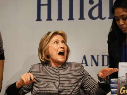 Hillary Clinton joins her daughter Chelsea at a Barnes and Noble bookstore to promote thei