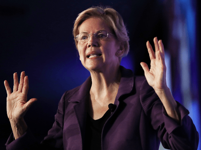 Democratic presidential candidate Sen. Elizabeth Warren (D-MA) speaks at the SEIU Unions f