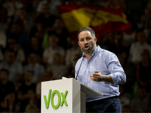 MADRID, SPAIN - OCTOBER 06: Leader of far right wing party VOX, Santiago Abascal takes part in 'Vistalegre Plus Ultra' rally on October 06, 2019 in Madrid, Spain. The party expected around 12,000 supporters. Since their 'Vistalegre' rally, a year ago, the support to the far right wing party has …