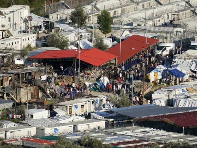 MYTILENE, GREECE - OCTOBER 09: A general view of the Moria migrant camp which was built for 3,000 people but now contains over 13,000 on October 09, 2019 in Mytilene, Greece. Authorities have begun to relocate refugees and migrants from overcrowded island hotspots to facilities on the mainland in a …
