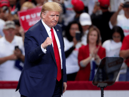 U.S. President Donald Trump speaks during a "Keep America Great" Campaign Rally at America