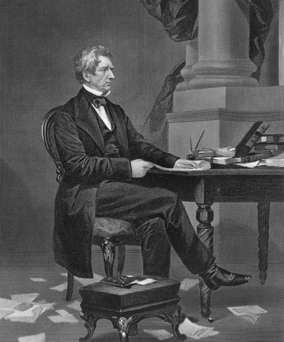 circa 1870: William Henry Seward (1801-1872). American politician. Governor of New York 1839-43, leader of antislavery wing of the Whig party, Whig member, US Senate 1849-55, Republican member, US Senate 1855-61, US secretary of state 1861-69, prevented European official recognition of the Confederacy, negotiated and concluded the treaty with Russia for the purchase of Alaska. (Photo by Hulton Archive/Getty Images)
