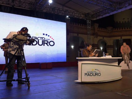 Venezuelan President Nicolas Maduro speaks during his TV program called "Contacto con Maduro" (Contact with Maduro) in Caracas on October 6, 2015. Maduro said Tuesday that the absence of Chavez and what he denounces as an "economic war" make the upcoming legislative elections the most complicated so far for the …