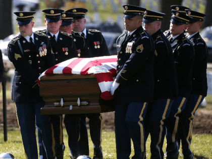 The casket of U.S. Army Sgt. First Class Matthew McClintock, is carried during a full honors buial service at Arlington Cemetery, February 7, 2016 in Arlington, Virginia. Sgt. McClintock was killed in action on January 5, 2016 in Afghanistan, during a mission to rescue a fellow soldier who'd been shot. …