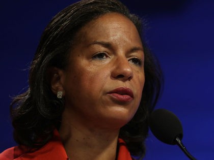 WASHINGTON, DC - OCTOBER 14: National Security Advisor Susan Rice participates in a discussion October 14, 2016 at the Woodrow Wilson Center in Washington, DC. Rice discussed the Obama administration's approach to Cuba. (Photo by Alex Wong/Getty Images)