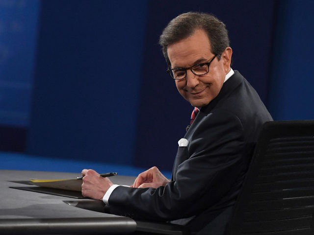Debate moderator Chris Wallace looks on prior to the third and final US presidential debate between Democratic nominee Hillary Clinton and Republican nominee Donald Trump at the Thomas & Mack Center on the campus of the University of Las Vegas in Las Vegas, Nevada on October 19, 2016. / AFP …