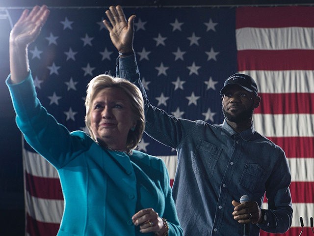 NBA basketball player Lebron James and Democratic presidential nominee Hillary Clinton arr