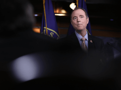 Rep. Adam Schiff (D-CA), ranking member of the House Permanent Select Committee on Intelligence, responds to committee chairman Devin Nunes's comments earlier in the day about incidental collection of communications relating to U.S. President Donald Trump during the period of the presidential transition March 22, 2017 in Washington, DC. During …