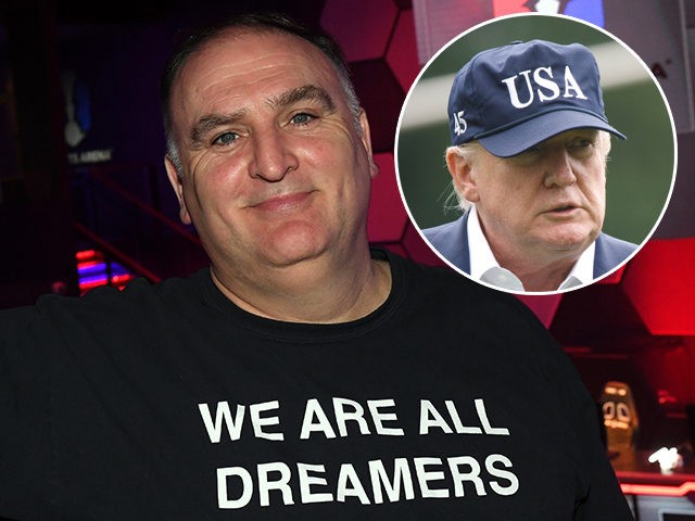 (INSET: Donald Trump) LAS VEGAS, NV - MARCH 22: Chef Jose Andres attends the grand opening of Esports Arena Las Vegas, the first dedicated esports arena on the Las Vegas Strip at Luxor Hotel and Casino on March 22, 2018 in Las Vegas, Nevada. (Photo by Ethan Miller/Getty Images for …