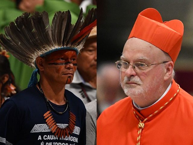 Amazon headdress and cardinal's berretta