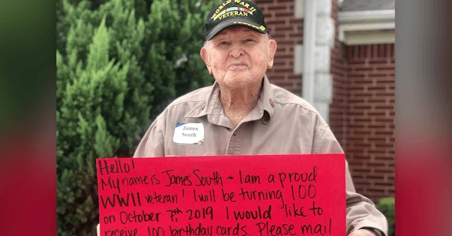 WWII Veteran Who Asked For 100 Birthday Cards Receives Over 100K