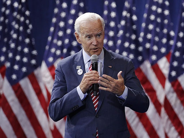 Former Vice President and Democratic presidential candidate Joe Biden speaks during a gun safety forum Wednesday, Oct. 2, 2019, in Las Vegas. (AP Photo/John Locher)