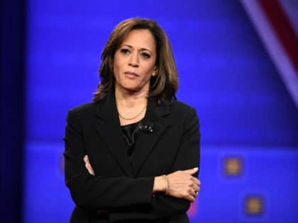 Democratic presidential hopeful California Senator Kamala Harris listens to a question during a town hall devoted to LGBTQ issues hosted by CNN and the Human rights Campaign Foundation at The Novo in Los Angeles on October 10, 2019. (Photo by Robyn Beck / AFP) (Photo by ROBYN BECK/AFP via Getty …
