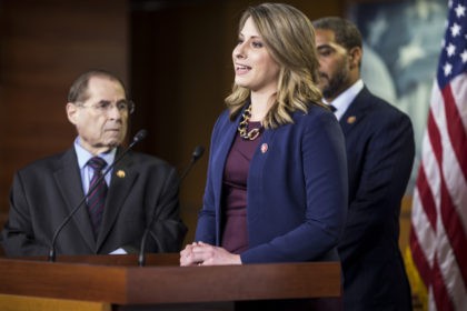 WASHINGTON, DC - APRIL 09: Rep. Katie Hill (D-CA) speaks during a news conference on April 9, 2019 in Washington, DC. House Democrats unveiled new letters to the Attorney General, HHS Secretary, and the White House demanding the production of documents related to Americans health care in the Texas v. …