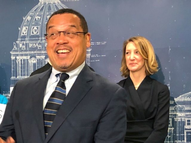 Minnesota Attorney General Keith Ellison speaks at a news conference at the state Capitol