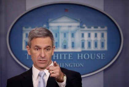 WASHINGTON, DC - AUGUST 12: Acting Director of U.S. Citizenship and Immigration Services Ken Cuccinelli speaks about immigration policy at the White House during a briefing August 12, 2019 in Washington, DC. During the briefing, Cuccinelli said that immigrants legally in the U.S. would no longer be eligible for green …